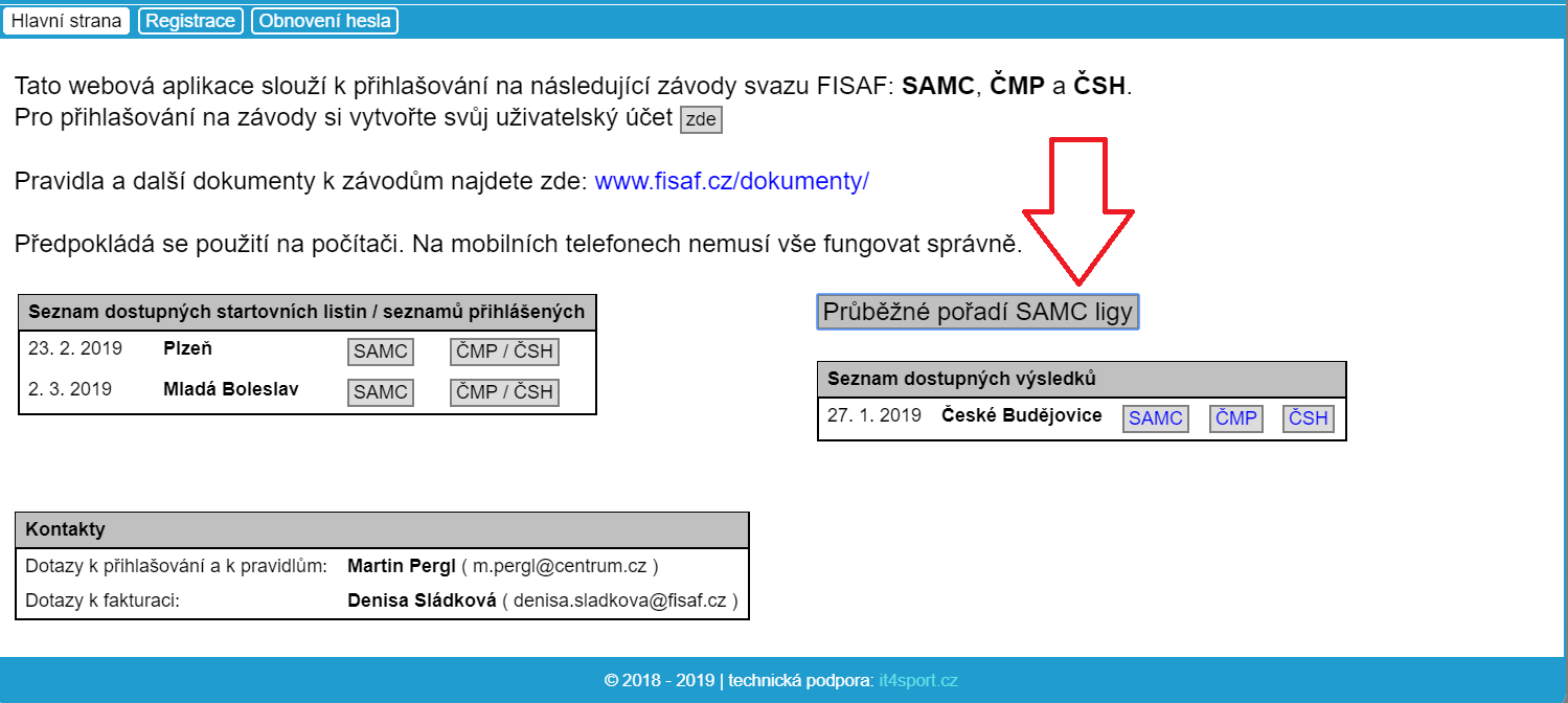 Registrační systém FISAF.cz